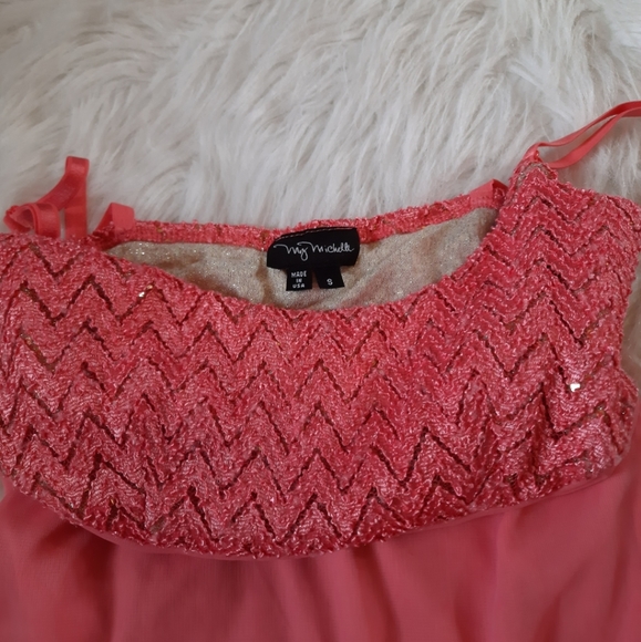 VINTAGE Shimmer Sequin Empire Asymmetrical Adjustable Strap Dress - Picture 6 of 13